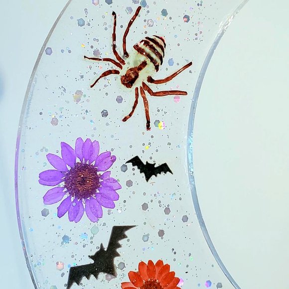 Large Halloween Moon/Spider/Bats/Cat/Flowers - Picture 3 of 5